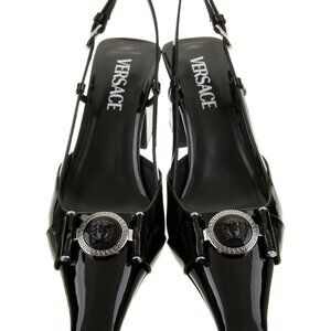 Versace Medusa Insignia Patent Leather Slingback Pumps 7.5 (pristine condition)